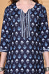 Navy Blue & White Cotton Blend Printed Ready to Wear Patiala Salwar Suit