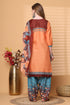 Light Orange Cotton Blend Printed Ready to Wear Patiala Salwar Suit
