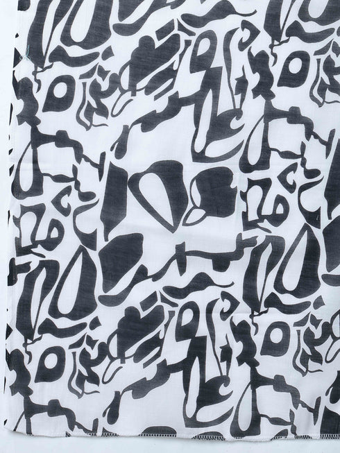 Black Cotton Blend Printed Plus Size Ready to Wear Patiala Salwar Suit