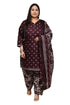 Wine Cotton Blend Printed Plus Size Ready to Wear Patiala Salwar Suit