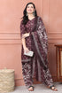 Wine Cotton Blend Printed Ready to Wear Patiala Salwar Suit