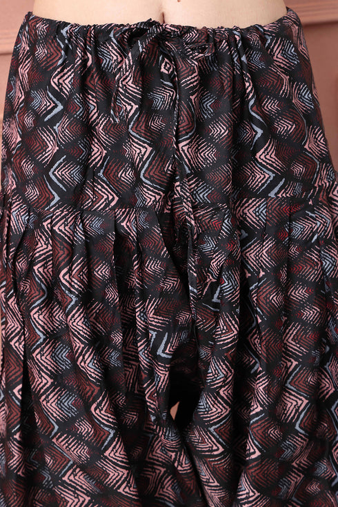 Mauve Cotton Blend Printed Ready to Wear Patiala Salwar Suit