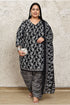 Black & White Cotton Blend Printed Plus Size Ready to Wear Patiala Salwar Suit