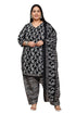 Black & White Cotton Blend Printed Plus Size Ready to Wear Patiala Salwar Suit