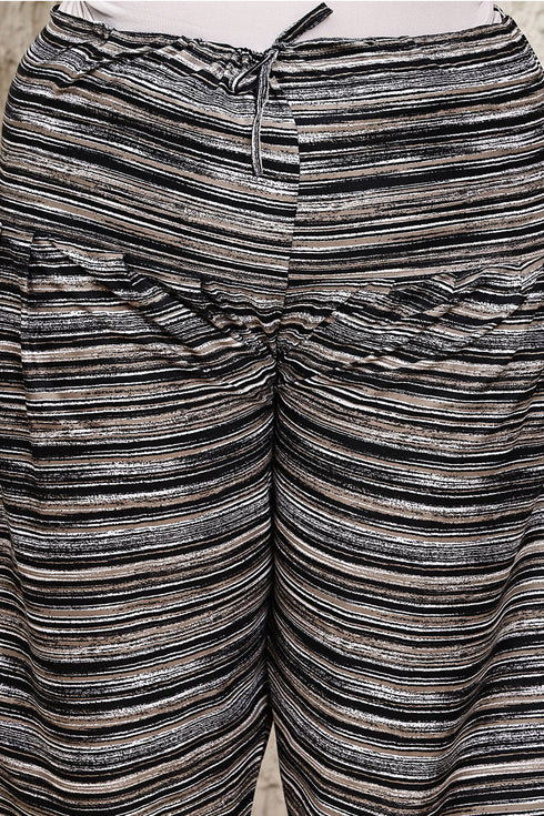 Black & White Cotton Blend Printed Plus Size Ready to Wear Patiala Salwar Suit