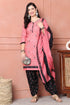 Pink Cotton Blend Printed Ready to Wear Patiala Salwar Suit