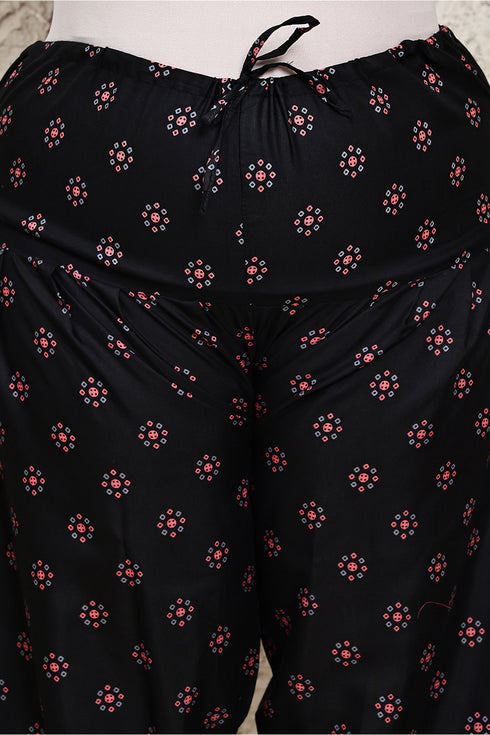 Pink Cotton Blend Printed Plus Size Ready to Wear Patiala Salwar Suit