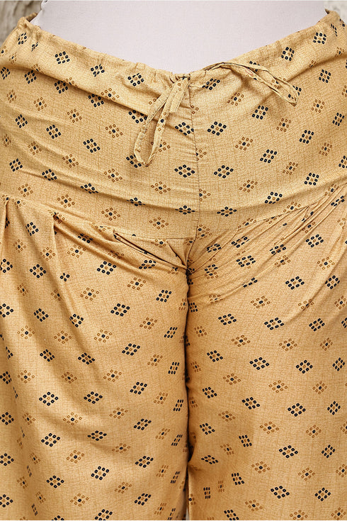 Navy Blue Cotton Blend Printed Plus Size Ready to Wear Patiala Salwar Suit