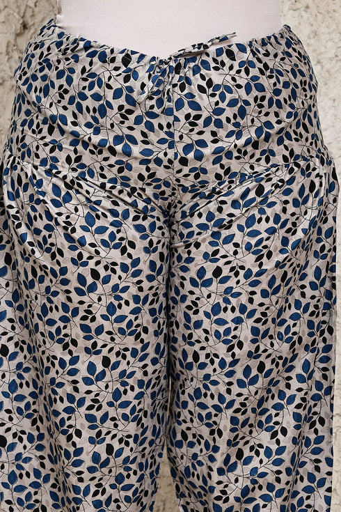 Blue Cotton Blend Printed Plus Size Ready to Wear Patiala Salwar Suit