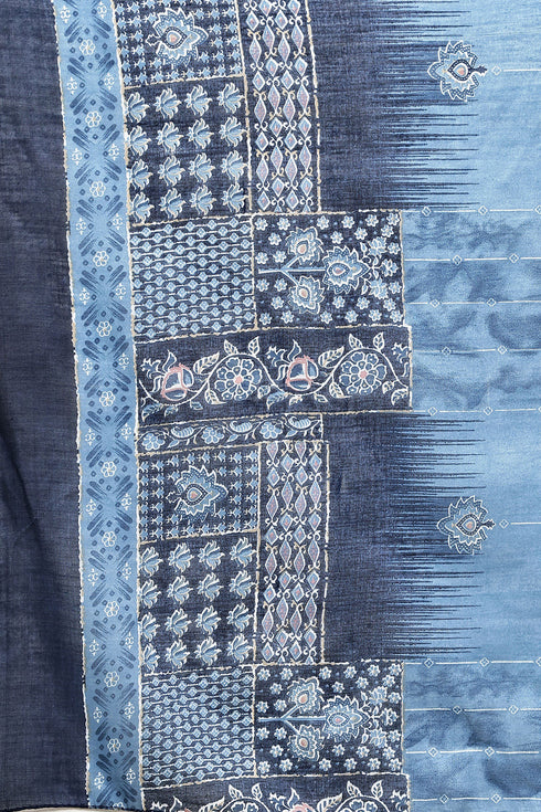 White Cotton Blend Printed Plus Size Ready to Wear Patiala Salwar Suit