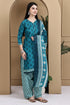 Teal Green Cotton Blend Printed Ready to Wear Patiala Salwar Suit