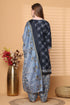 Navy Blue Cotton Blend Printed Ready to Wear Patiala Salwar Suit