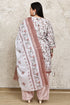 White Cotton Blend Printed Plus Size Ready to Wear Patiala Salwar Suit