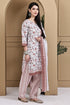 White Cotton Blend Printed Ready to Wear Patiala Salwar Suit