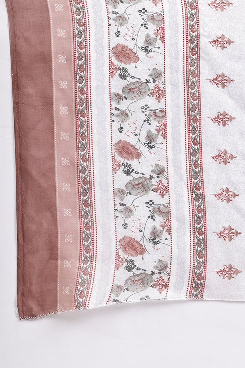 White Cotton Blend Printed Ready to Wear Patiala Salwar Suit