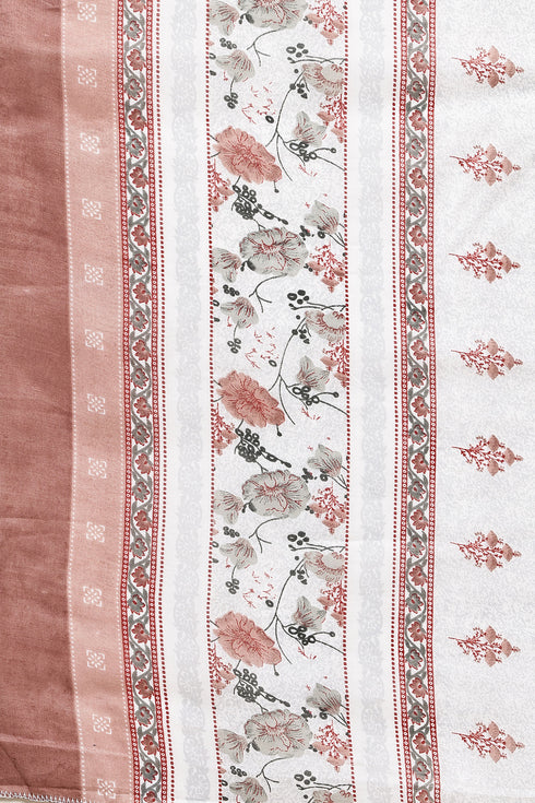 White Cotton Blend Printed Plus Size Ready to Wear Patiala Salwar Suit