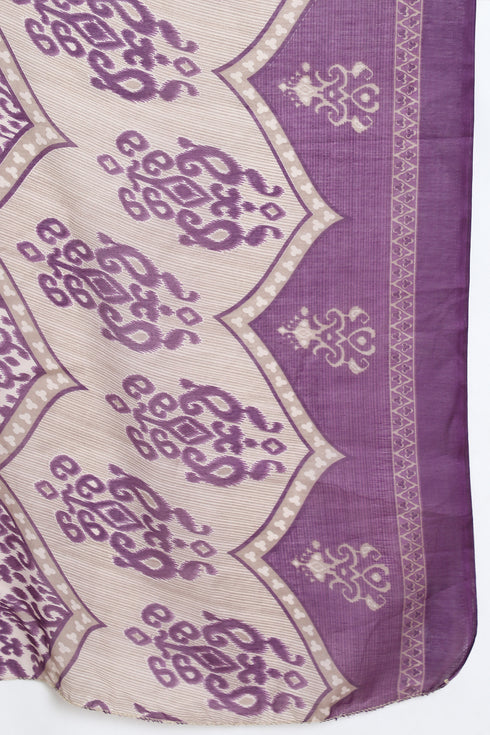 Purple Cotton Blend Printed Ready to Wear Patiala Salwar Suit