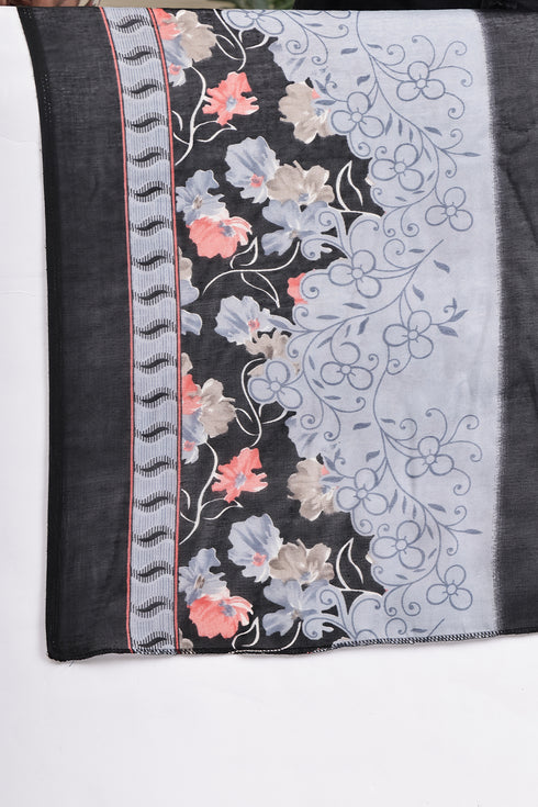Black Cotton Blend Printed Ready to Wear Patiala Salwar Suit