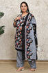 Black Cotton Blend Printed Plus Size Ready to Wear Patiala Salwar Suit