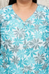 Turquoise & White Cotton Blend Printed Plus Size Ready to Wear Patiala Salwar Suit
