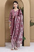 Wine Cotton Blend Printed Ready to Wear Patiala Salwar Suit