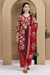 Red Cotton Blend Printed Ready to Wear Patiala Salwar Suit