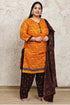 Orange Cotton Blend Printed Plus Size Ready to Wear Patiala Salwar Suit