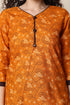 Orange Cotton Blend Printed Ready to Wear Patiala Salwar Suit