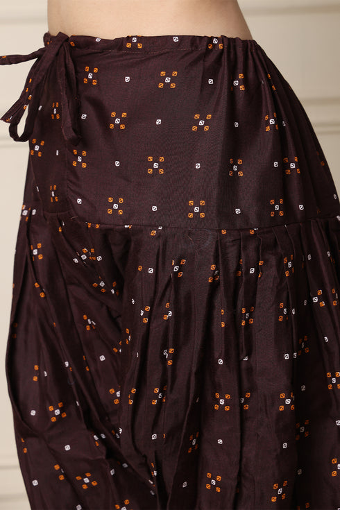 Orange Cotton Blend Printed Ready to Wear Patiala Salwar Suit