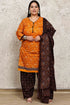 Orange Cotton Blend Printed Plus Size Ready to Wear Patiala Salwar Suit