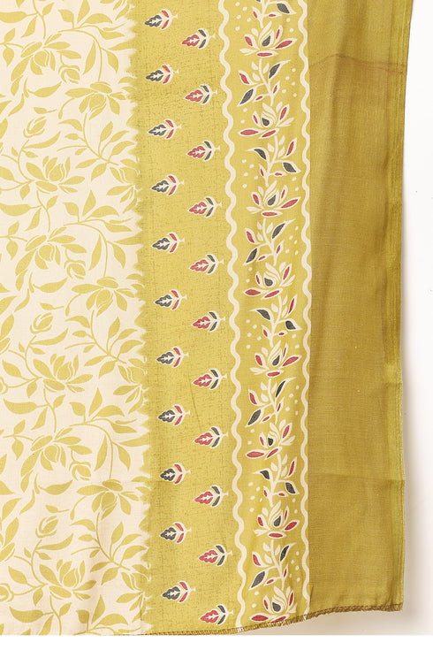 Green Cotton Blend Printed Ready to Wear Patiala Salwar Suit