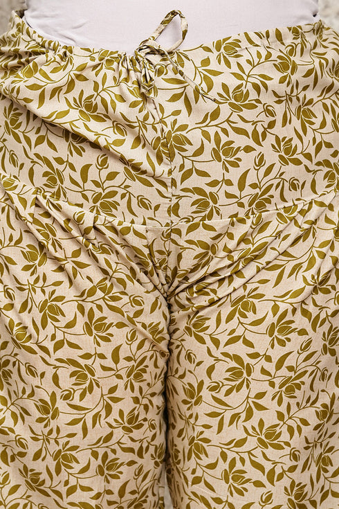 Green Cotton Blend Printed Plus Size Ready to Wear Patiala Salwar Suit