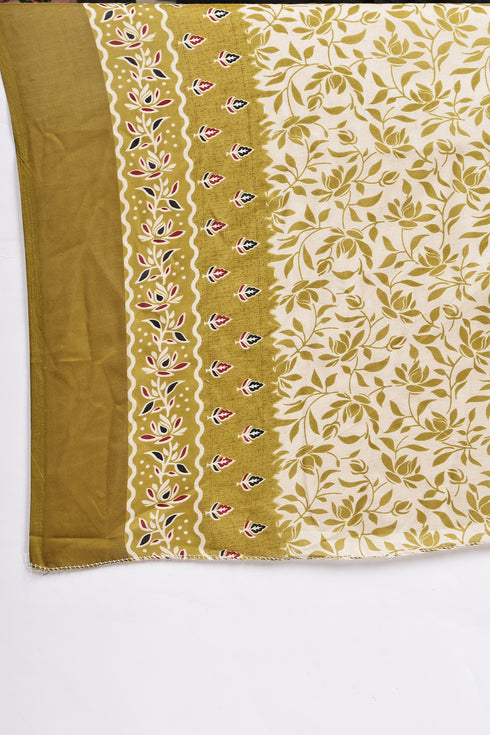 Green Cotton Blend Printed Ready to Wear Patiala Salwar Suit