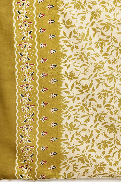 Green Cotton Blend Printed Plus Size Ready to Wear Patiala Salwar Suit