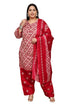 Beige & Pink Cotton Blend Printed Plus Size Ready to Wear Patiala Salwar Suit