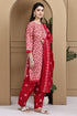Beige & Pink Cotton Blend Printed Ready to Wear Patiala Salwar Suit