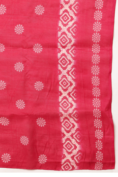 Beige & Pink Cotton Blend Printed Ready to Wear Patiala Salwar Suit