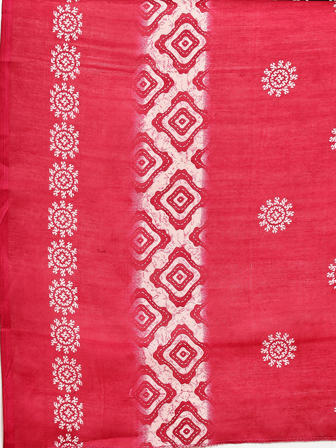 Beige & Pink Cotton Blend Printed Plus Size Ready to Wear Patiala Salwar Suit