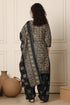 Beige & Black Cotton Blend Printed Ready to Wear Patiala Salwar Suit
