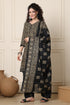 Beige & Black Cotton Blend Printed Ready to Wear Patiala Salwar Suit