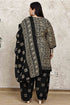 Beige & Black Cotton Blend Printed Plus Size Ready to Wear Patiala Salwar Suit