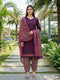 Wine Cotton Blend Printed Ready to Wear Patiala Salwar Suit