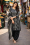 Black & Grey Cotton Blend Printed Ready to Wear Patiala Salwar Suit