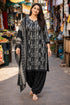 Black & Grey Cotton Blend Printed Ready to Wear Patiala Salwar Suit