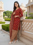 Maroon Cotton Blend Printed Ready to Wear Patiala Salwar Suit