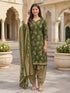 Mahendi Green Cotton Blend Printed Ready to Wear Patiala Salwar Suit