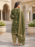 Mahendi Green Cotton Blend Printed Ready to Wear Patiala Salwar Suit