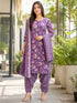 Lavender Cotton Blend Printed Ready to Wear Patiala Salwar Suit