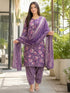 Lavender Cotton Blend Printed Ready to Wear Patiala Salwar Suit