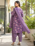 Lavender Cotton Blend Printed Ready to Wear Patiala Salwar Suit